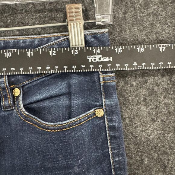 Tory Burch Jeans Womens 29 Blue Straight Leg Stretch Denim Logo Mid Rise - Picture 4 of 13